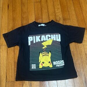 Kids Pokemon Black Tee with Pikachu Graphic